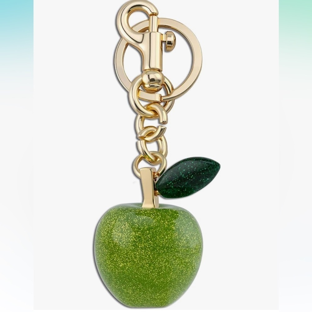 Green Apple purse charm gold clip on Accessory looks so cute on your bag